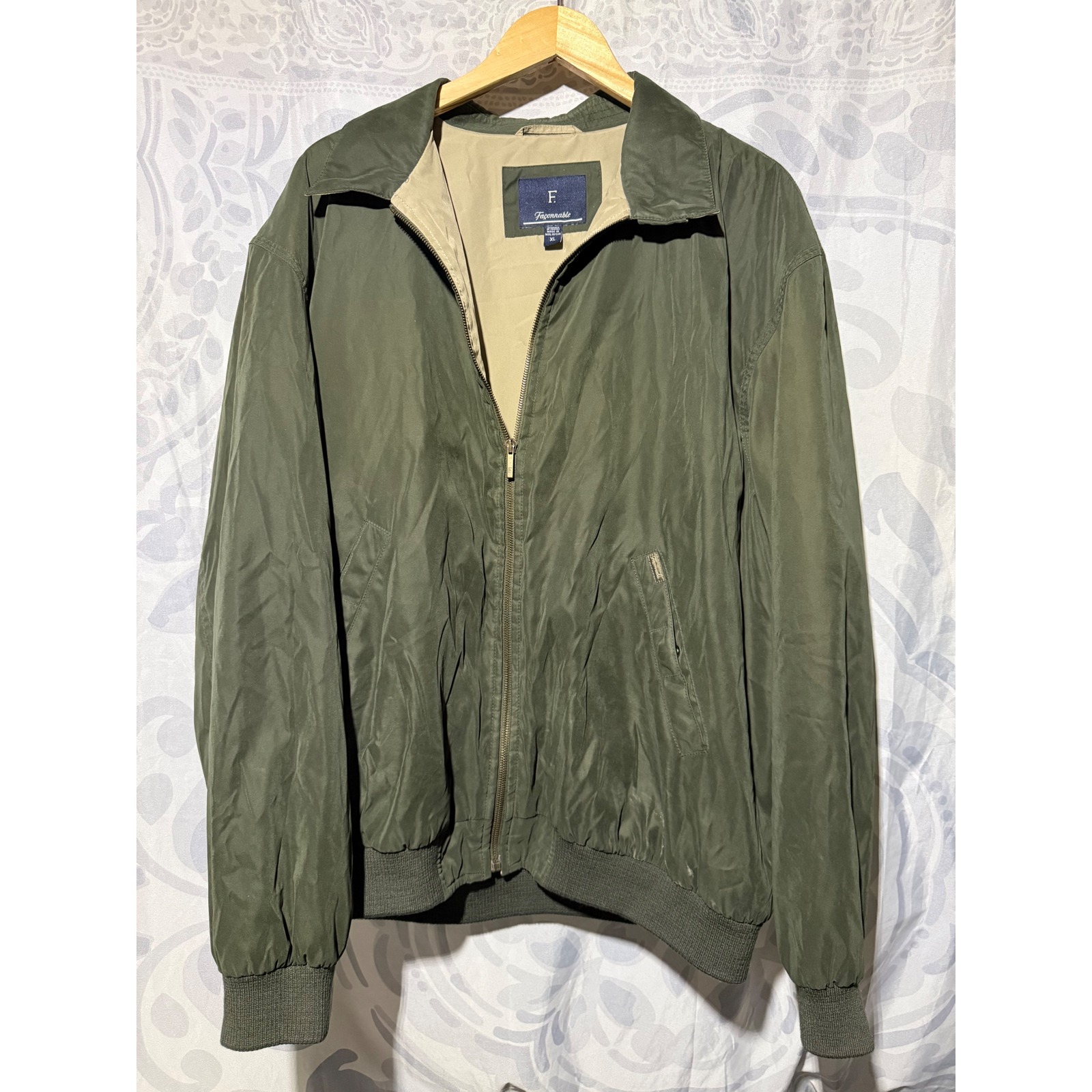 Faconnable French Riviera Windbreaker Bomber Jacket Golf Full Zip Collar Men Xl
